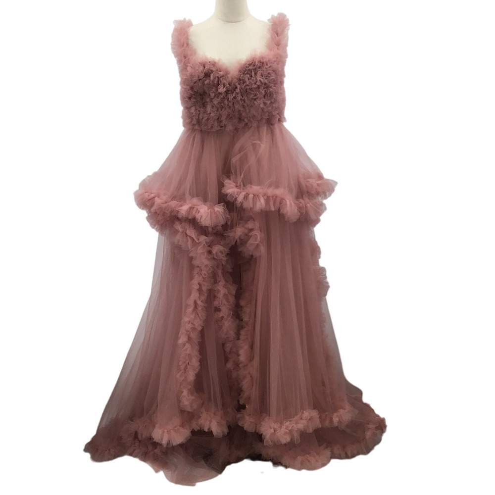 MATERNITY GOWN SZ L XL Pink Sweetheart Tulle pregnancy maxi dress